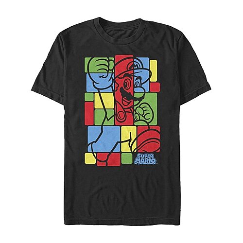 Mad Engine Mens Short Sleeve Super Mario Graphic T-Shirt, Large, Black