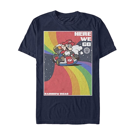 Mens Crew Neck Short Sleeve Regular Fit Super Mario Graphic T-Shirt
