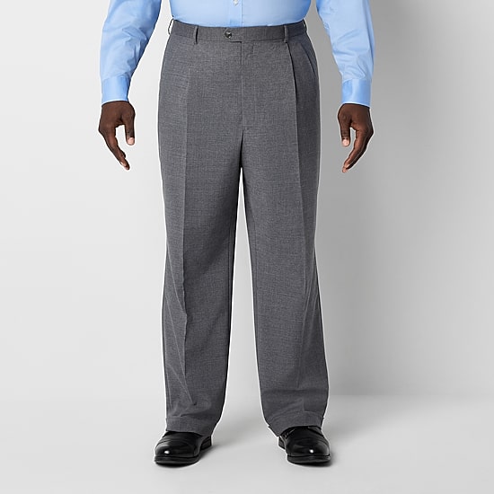 Stafford Super Wool Blend Mens Big and Tall Stretch Fabric Classic Fit Pleated Front Suit Pant
