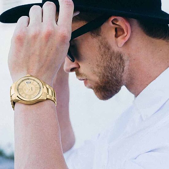 JBW Bond Mens Diamond-Accent Gold-Tone Stainless Steel Watch J6311A