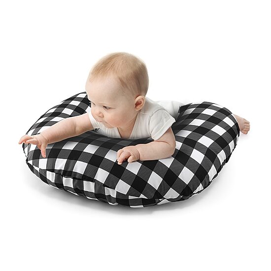 The Peanutshell Black & White Buffalo Plaid Nursing Pillow