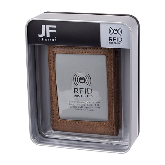 J. Ferrar Mens Magnetic RFID Blocking Bifold Wallet