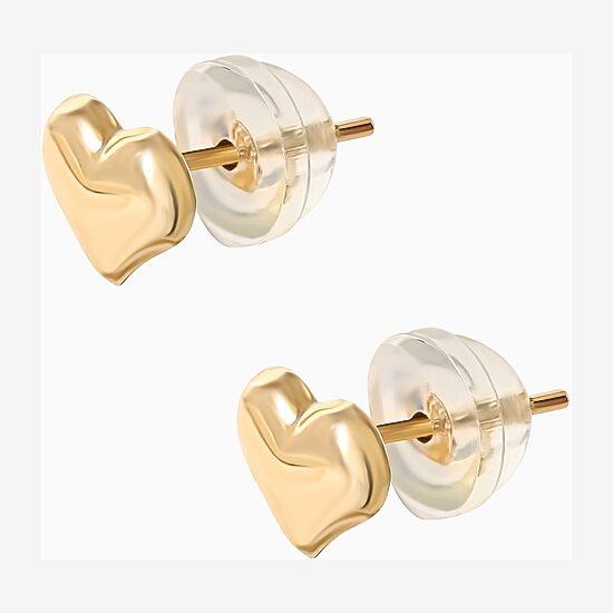Girls 14K Gold Heart Stud Earrings