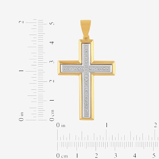 Mens 1/2 CT. T.W. Lab-Grown (G-H / I1)  Diamond Stainless Steel Cross Pendant Necklace