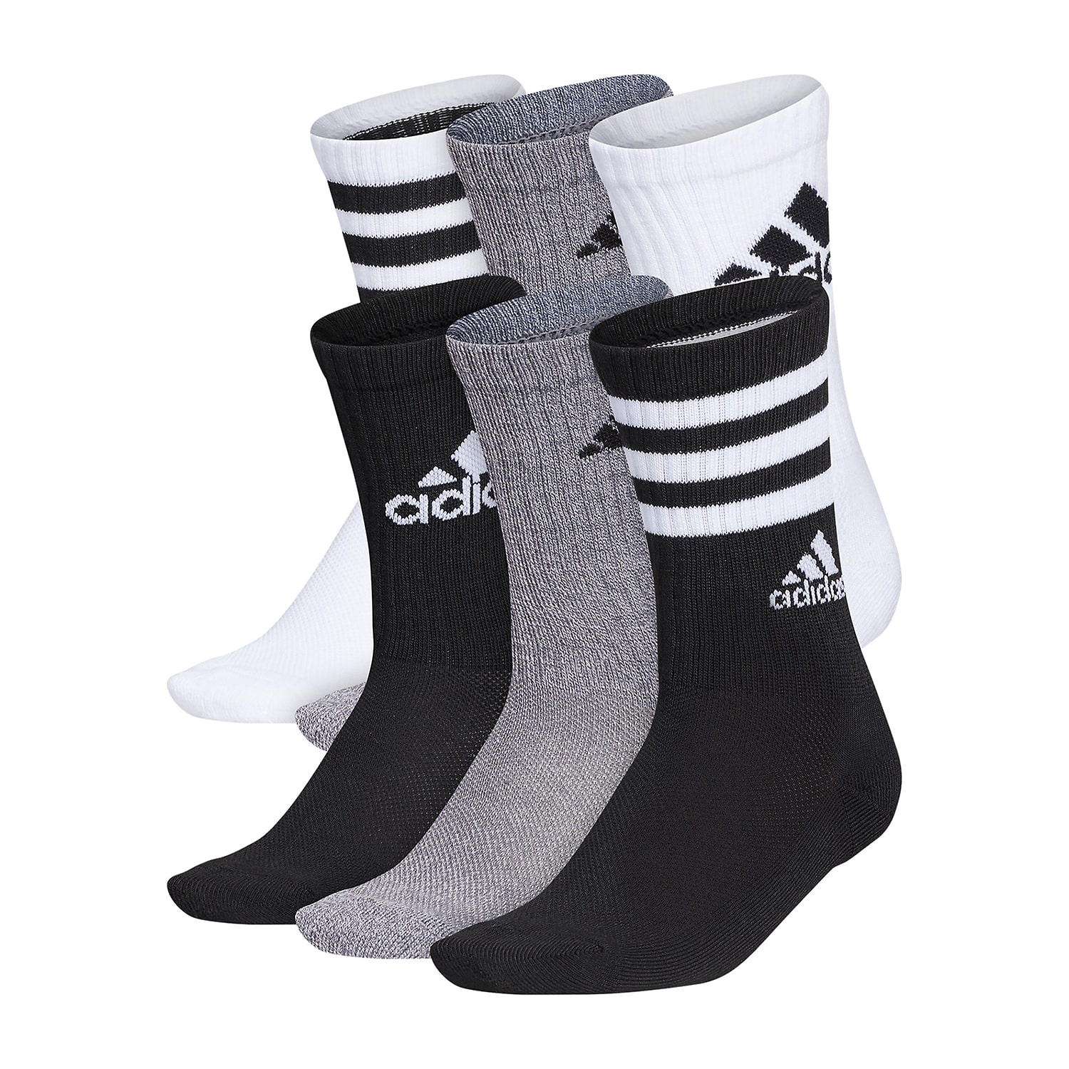 adidas Big Kid Boys 6 Pair Crew Socks