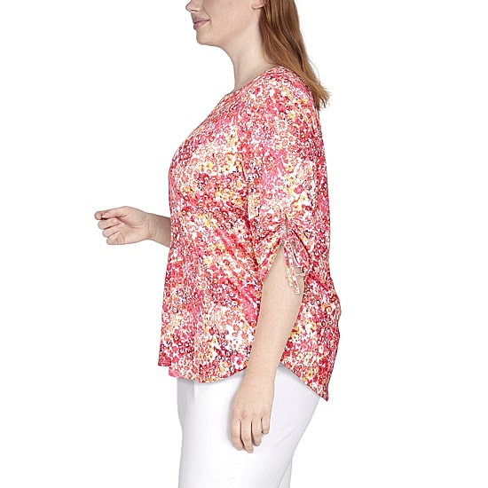 Larky Lark Womens Plus Round Neck Elbow Sleeve T-Shirt