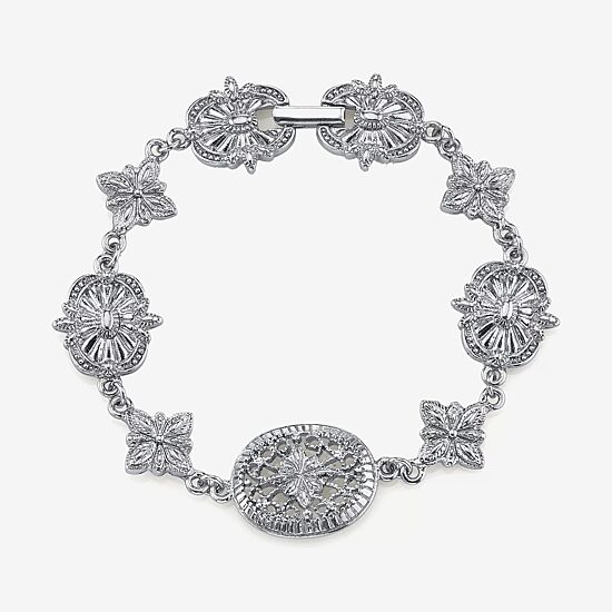 1928 Silver Tone Womens 7 3/4 Inch Link Bracelet