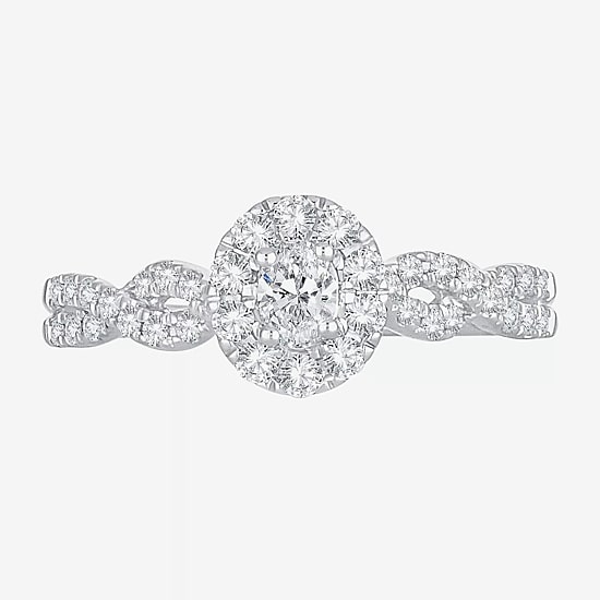 Womens 1/2 CT. T.W. Natural White Diamond 10K Gold Oval Engagement Ring