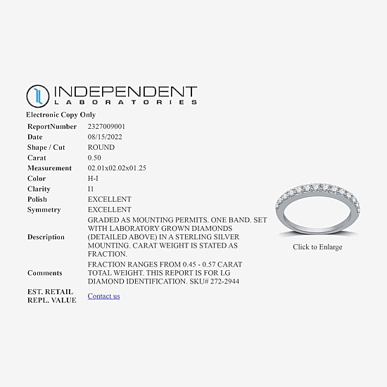 I Said Yes (H-I / I1) 1/2 CT. T.W. Lab Grown White Diamond Sterling Silver or 14K Gold Over Silver Wedding Band