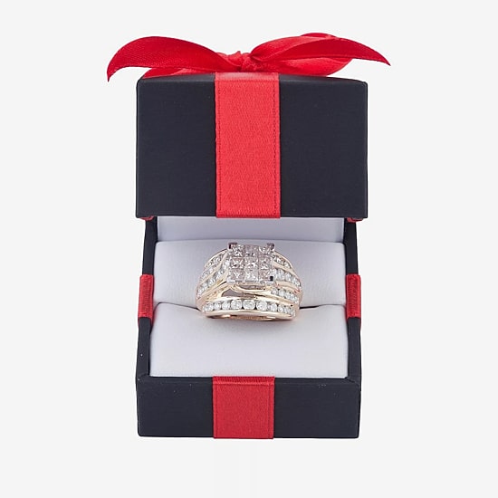3 CT.T.W. Natural Diamond Side Stone Engagement Ring in 10K or 14K Gold