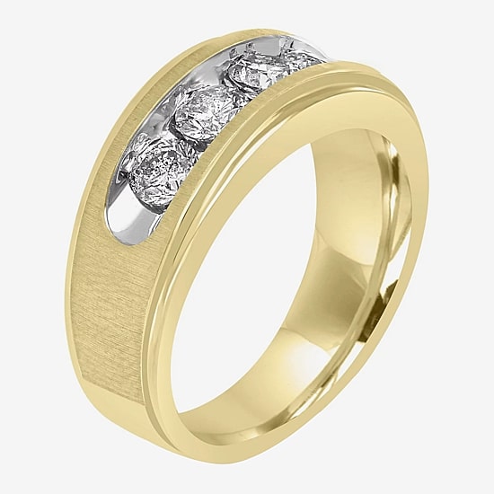 Mens 8MM 1 1/2 CT. T.W. Natural Diamond 10K Gold Wedding Band