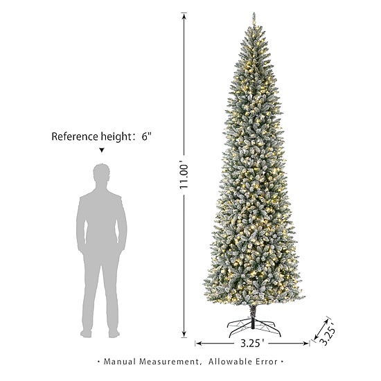 Glitzhome 11 Ft Pre-Lit Pencil Fir Christmas Tree