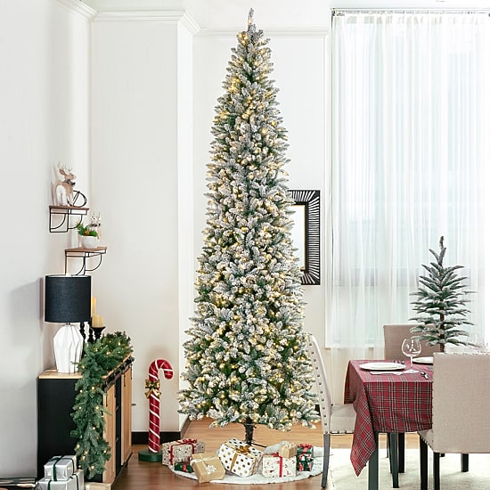 Glitzhome 11 Ft Pre-Lit Pencil Fir Christmas Tree