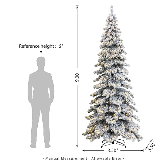 Glitzhome 9 Ft Pre-Lit Layered Spruce Christmas Tree
