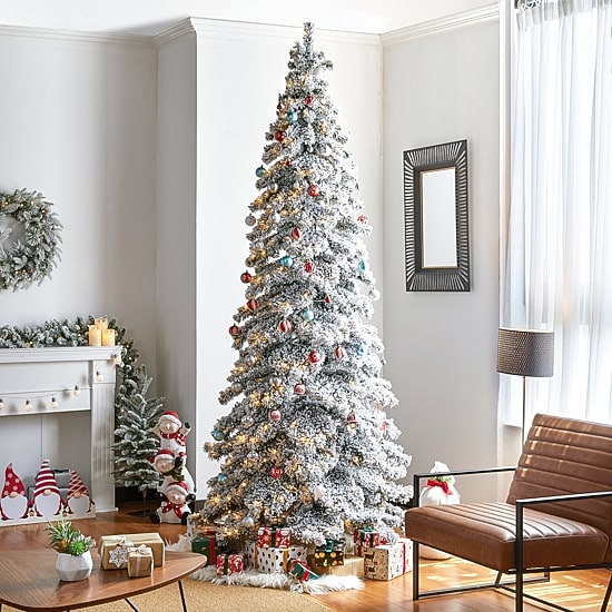 Glitzhome 9 Ft Pre-Lit Layered Spruce Christmas Tree