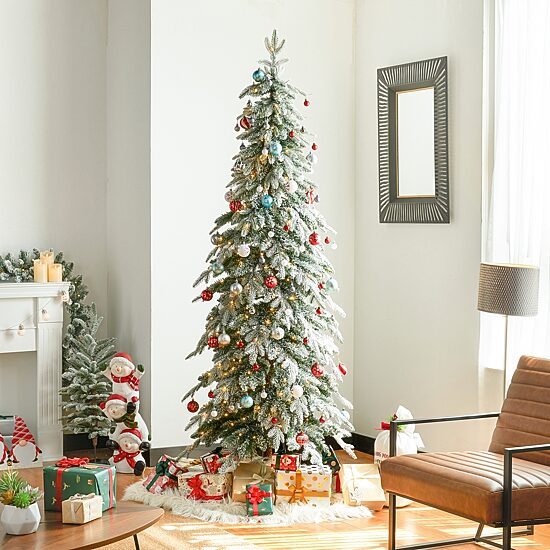 Glitzhome 7 1/2 Ft Pre-Lit Pencil Spruce Christmas Tree