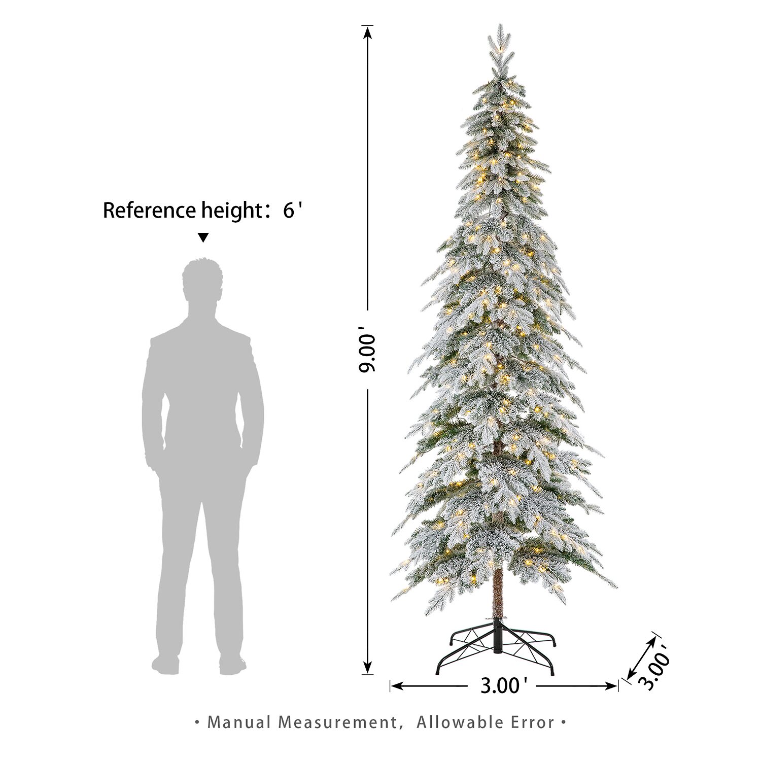 Glitzhome 9 Ft Pre-Lit Pencil Spruce Christmas Tree