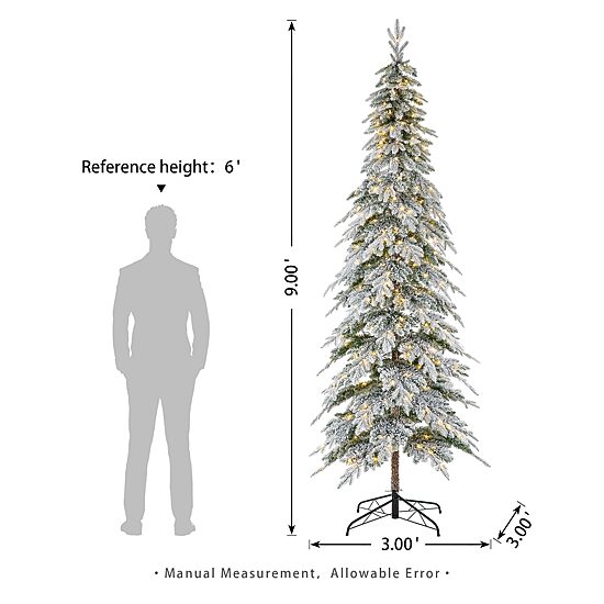 Glitzhome 9 Ft Pre-Lit Pencil Spruce Christmas Tree