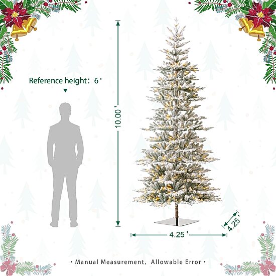 Glitzhome 10 Ft Pre-Lit Fir Artificial Christmas Tree