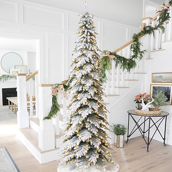 Glitzhome 11 Ft Pre-Lit Pencil Spruce Christmas Tree