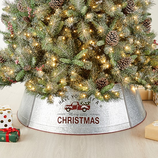 Glitzhome Galvanized Metal Truck Christmas Tree Collar