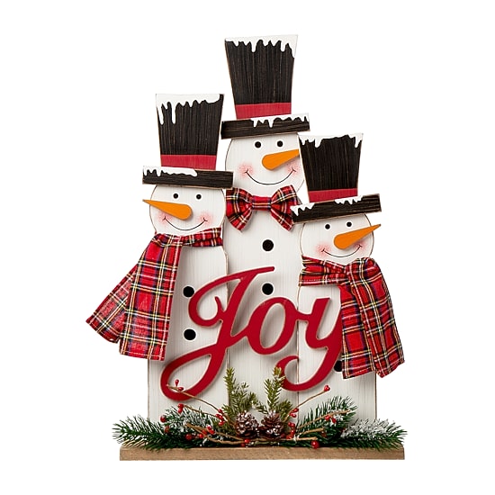 Glitzhome Wooden Snowman Family Christmas Tabletop Decor