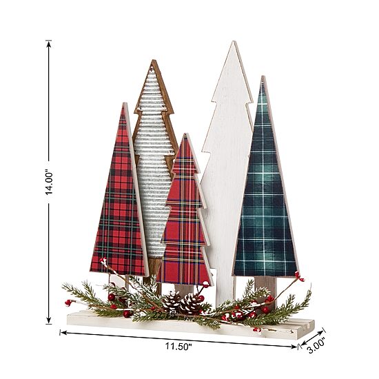 Glitzhome 1.1ft Wooden Decor Christmas Tabletop Tree