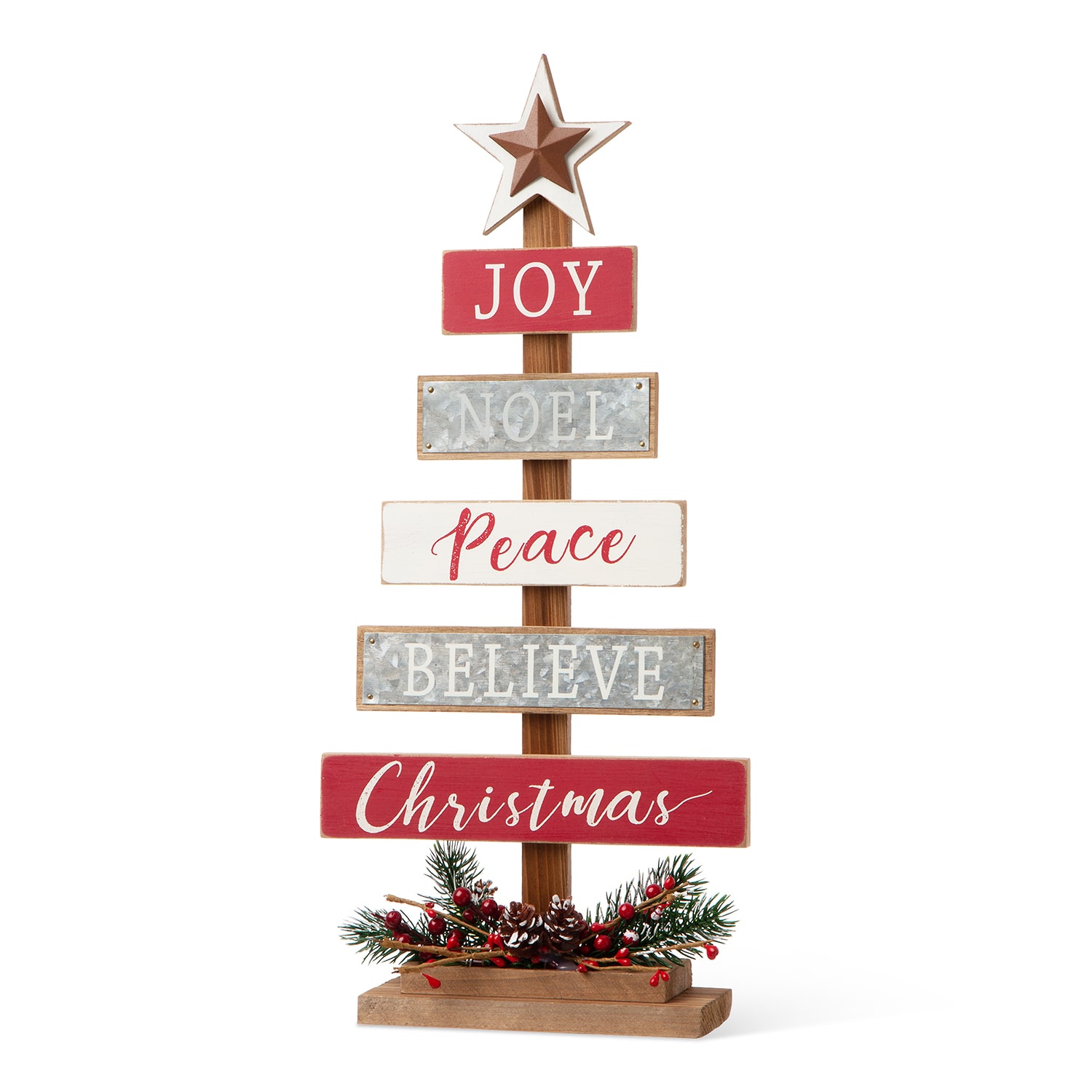 Glitzhome 1.6ft Wooden Sign Christmas Tabletop Tree