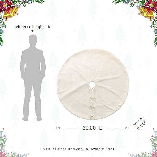 Glitzhome Faux Rabbit Fur Indoor Tree Skirt