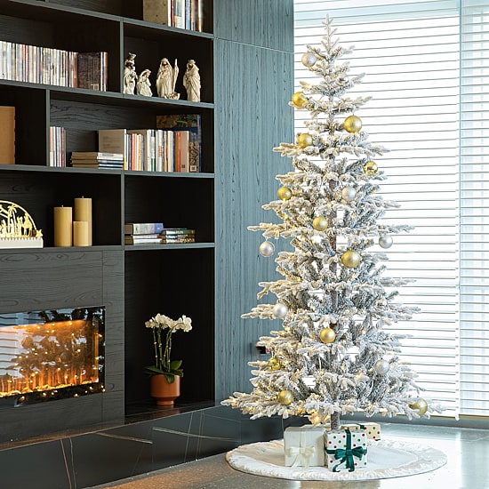 Glitzhome 8 Ft Pre-Lit Fir Artificial Christmas Tree