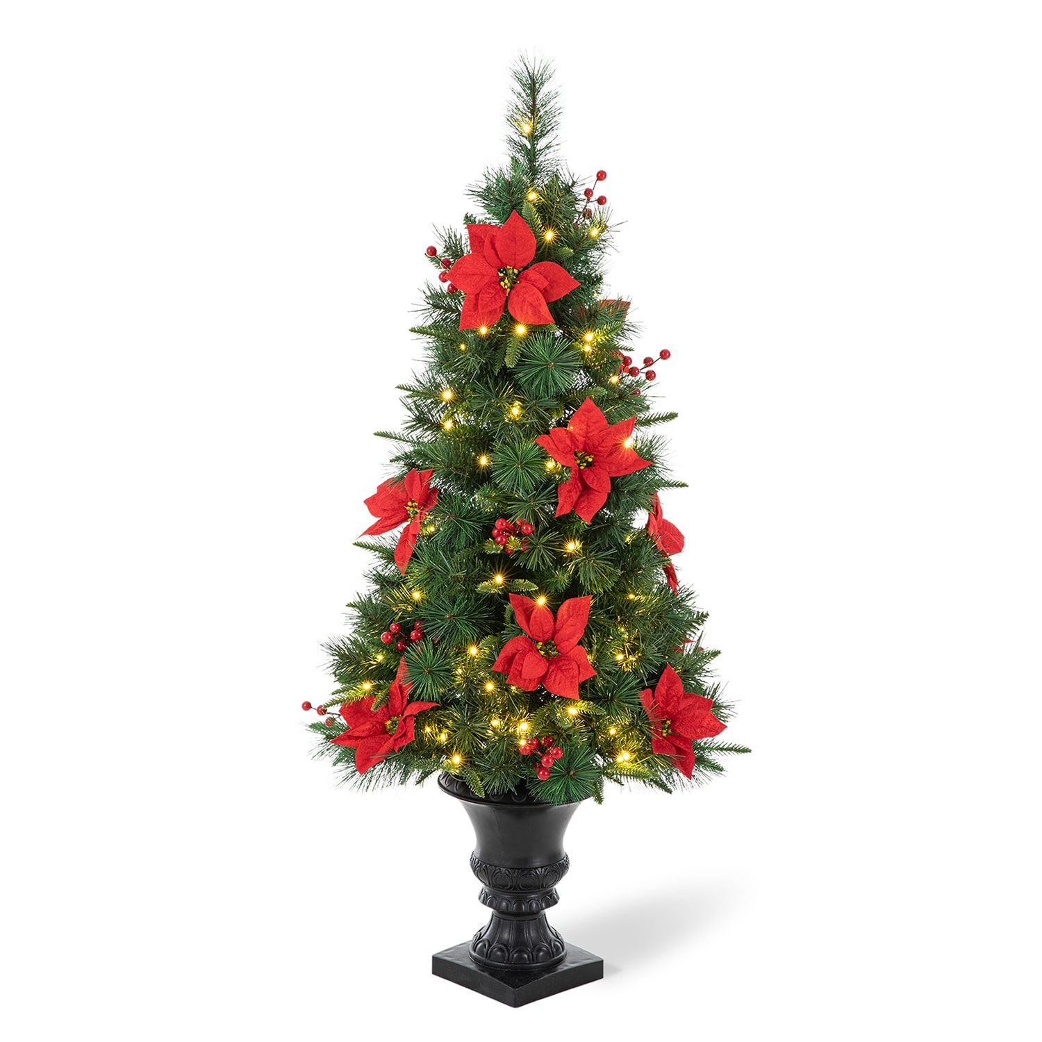 Glitzhome Pre-Lit Porch 4 Foot Pine Christmas Tree