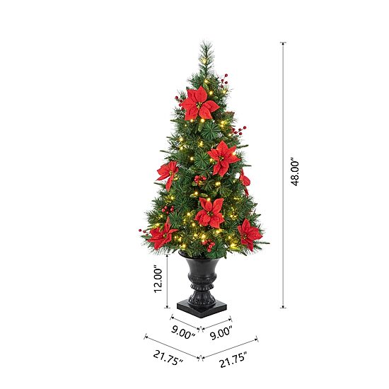 Glitzhome 4 Ft 2pc Pre-Lit Porch Pine Christmas Tree