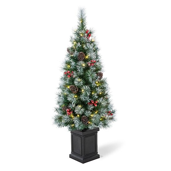 Glitzhome Pre-Lit Porch 4 Foot Pine Christmas Tree