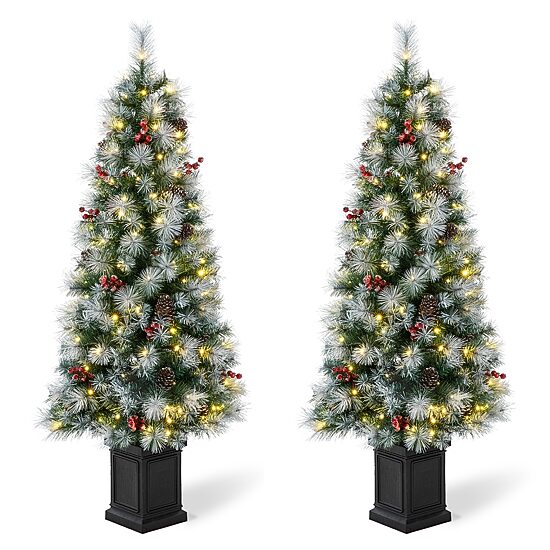 Glitzhome 5 Ft 2pc Pre-Lit Porch Pine Christmas Tree