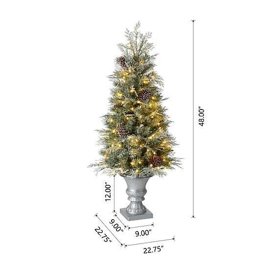 Glitzhome Pre-Lit Porch 4 Foot Pine Christmas Tree