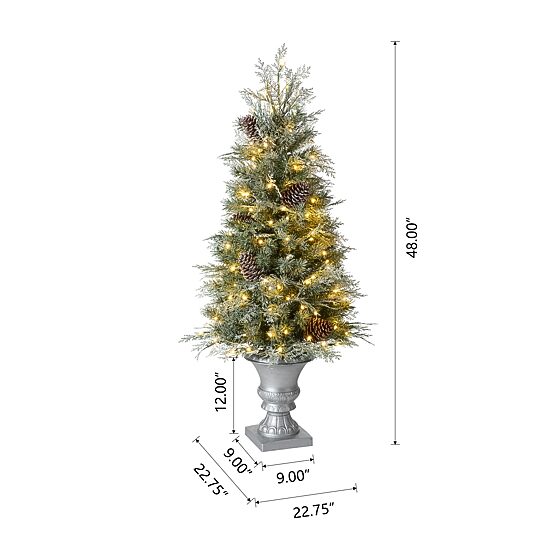 Glitzhome 4 Ft 2-pc Pre-Lit Porch Pine Christmas Tree