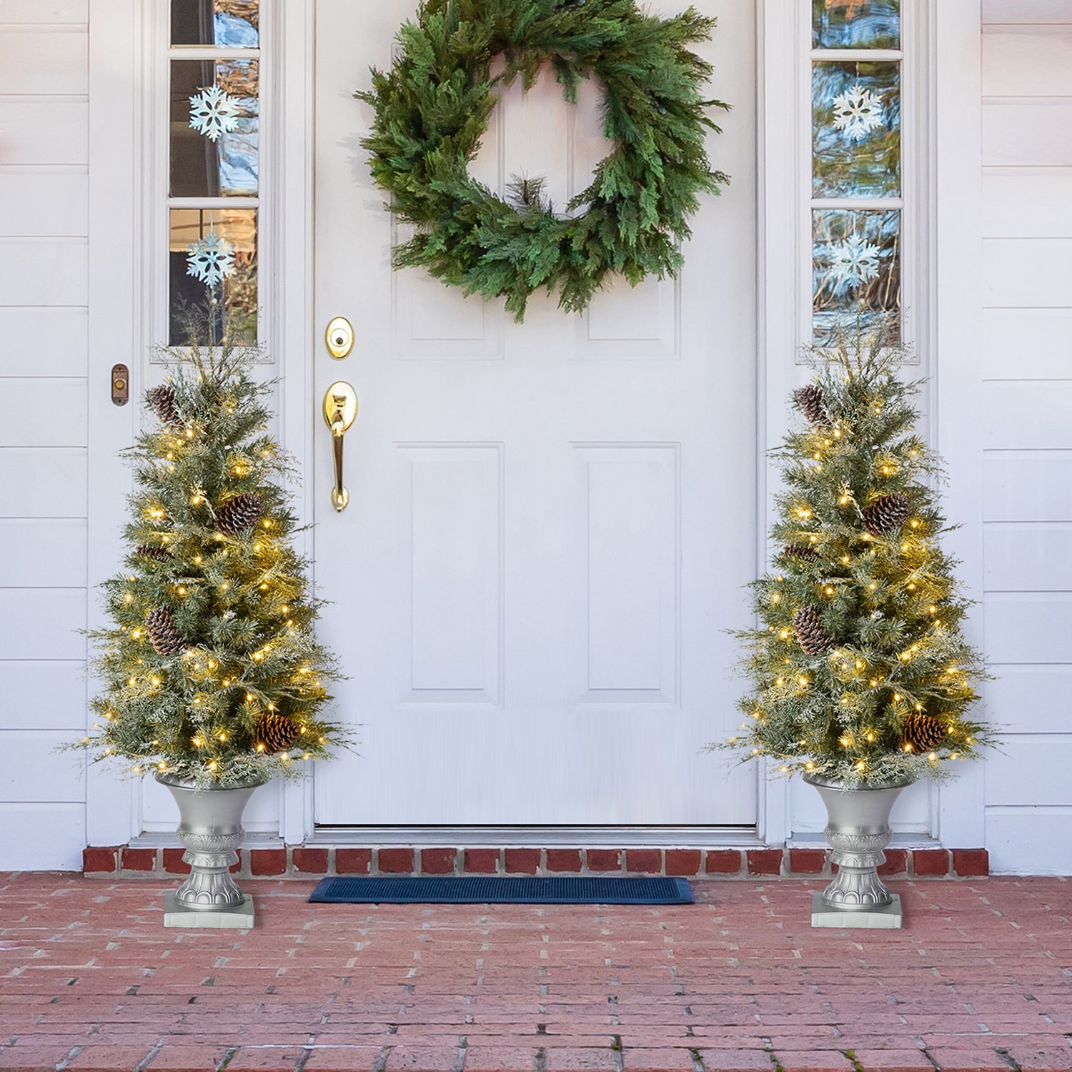 Glitzhome Ft 2-pc Pre-Lit Porch Pine Christmas Tree