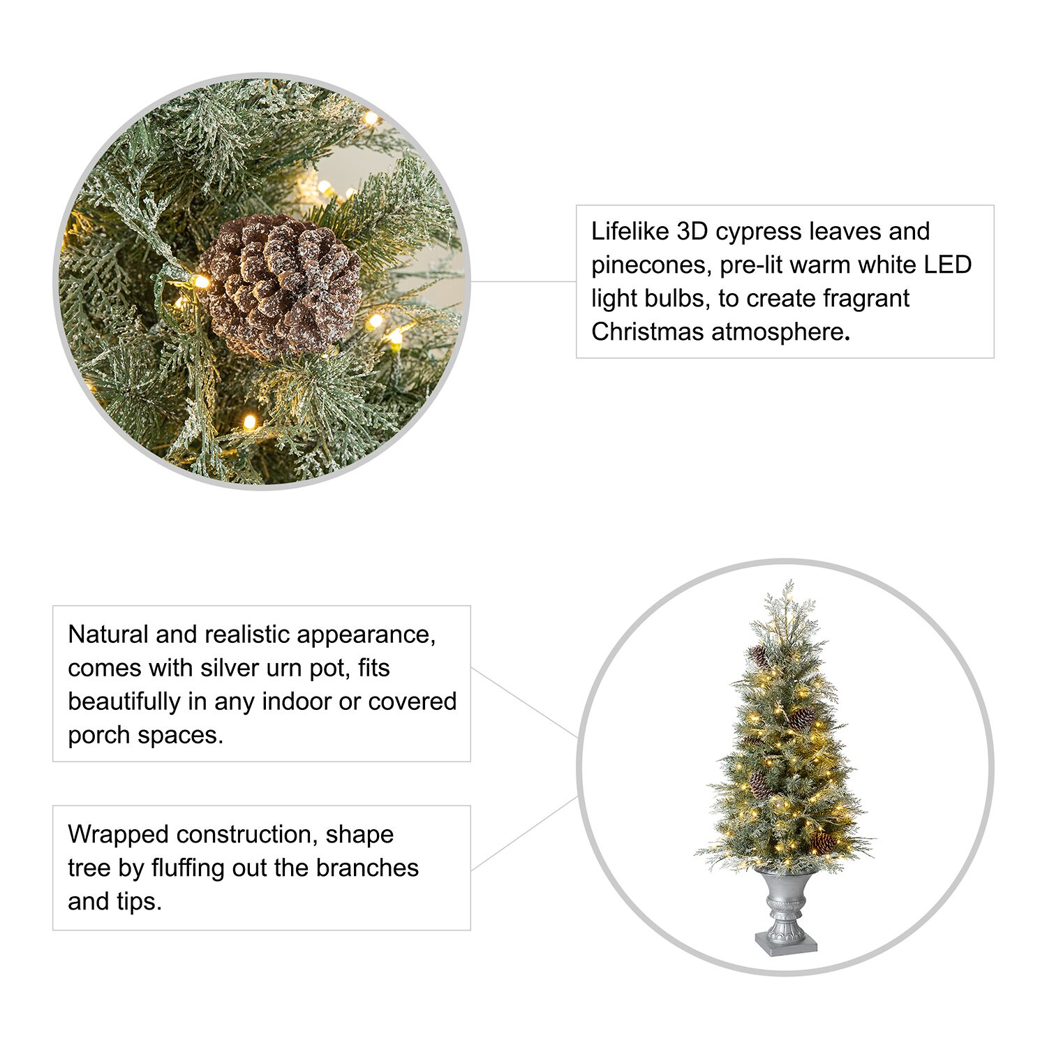 Glitzhome Ft 2-pc Pre-Lit Porch Pine Christmas Tree