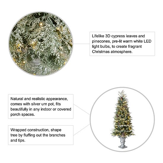 Glitzhome Pre-Lit Porch 5 Foot Pine Christmas Tree