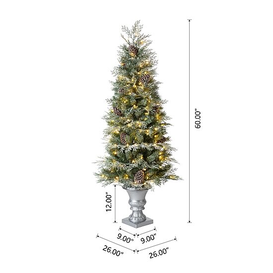 Glitzhome 5 Ft 2-pc Pre-Lit Porch Pine Christmas Tree