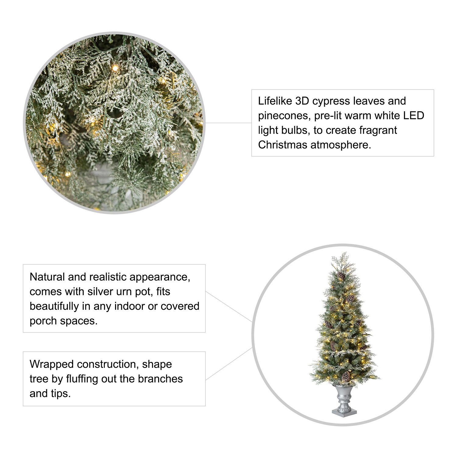 Glitzhome 5 Ft 2-pc Pre-Lit Porch Pine Christmas Tree