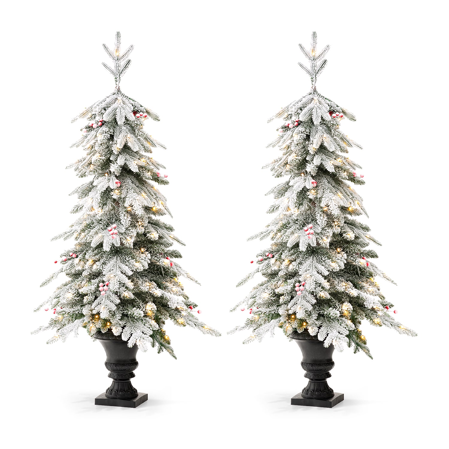 Glitzhome 5 Ft 2pc Pre-Lit Porch Fir Christmas Tree