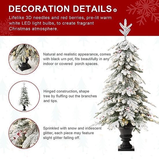 Glitzhome 5 Ft 2pc Pre-Lit Porch Fir Christmas Tree