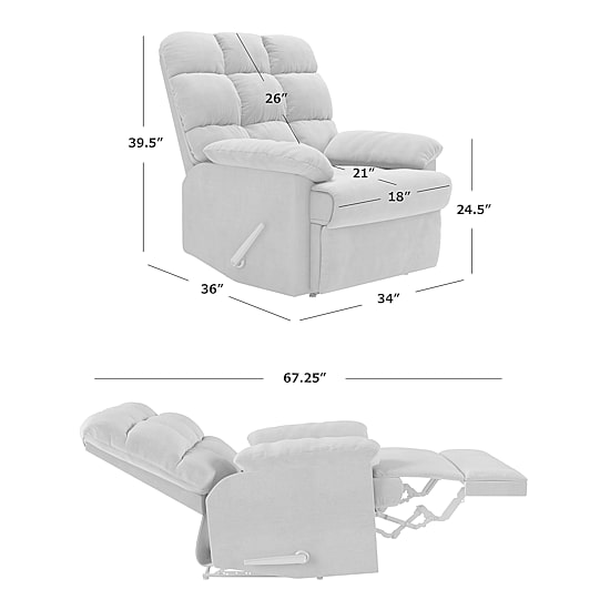 ProLounger Barbera Wall Hugger Biscuit Tufted Recliner in Stain-Resistant Microfiber