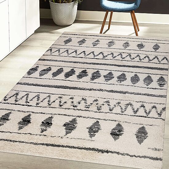Amer Rugs Aspen Clara Geometric Shag Washable Indoor Rectangular Runner