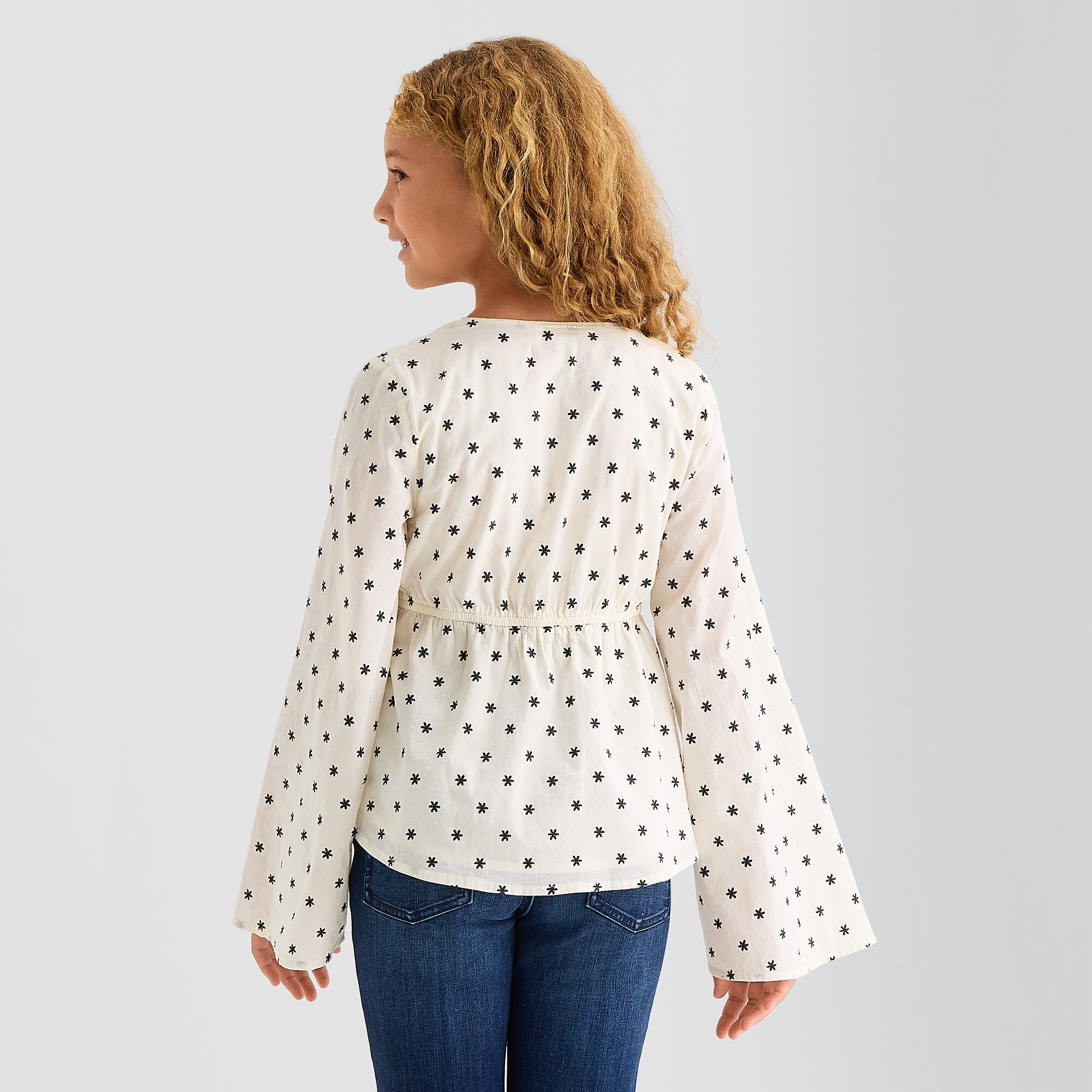 Thereabouts Little & Big Kid Girls V Neck Long Sleeve Blouse