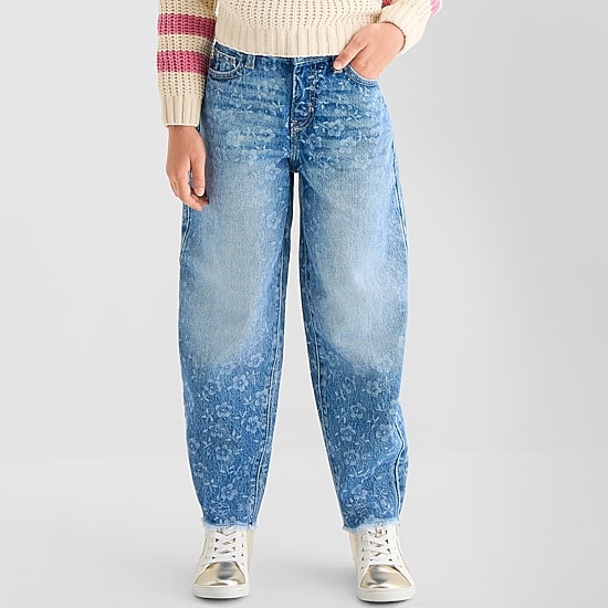 Thereabouts Little & Big Kid Girls Barrel Jean High Rise Loose Fit Jean