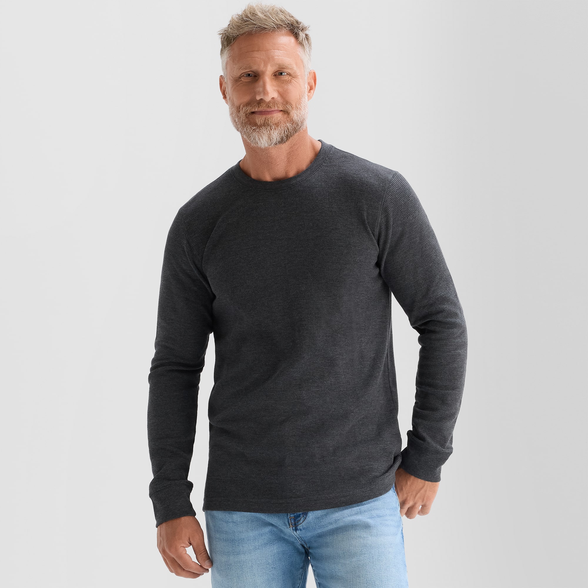 St. John's Bay Waffle Mens Crew Neck Long Sleeve Classic Fit Thermal Top