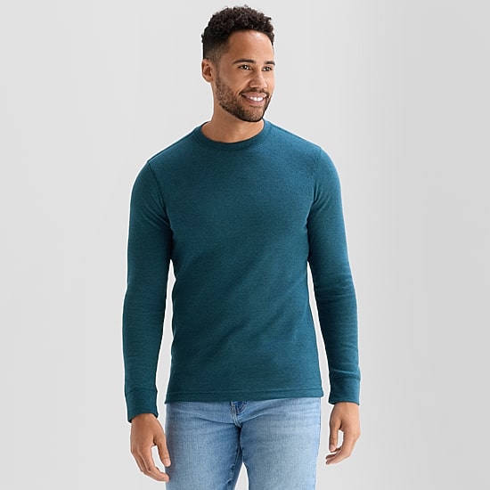 St. John's Bay Waffle Mens Crew Neck Long Sleeve Classic Fit Thermal Top