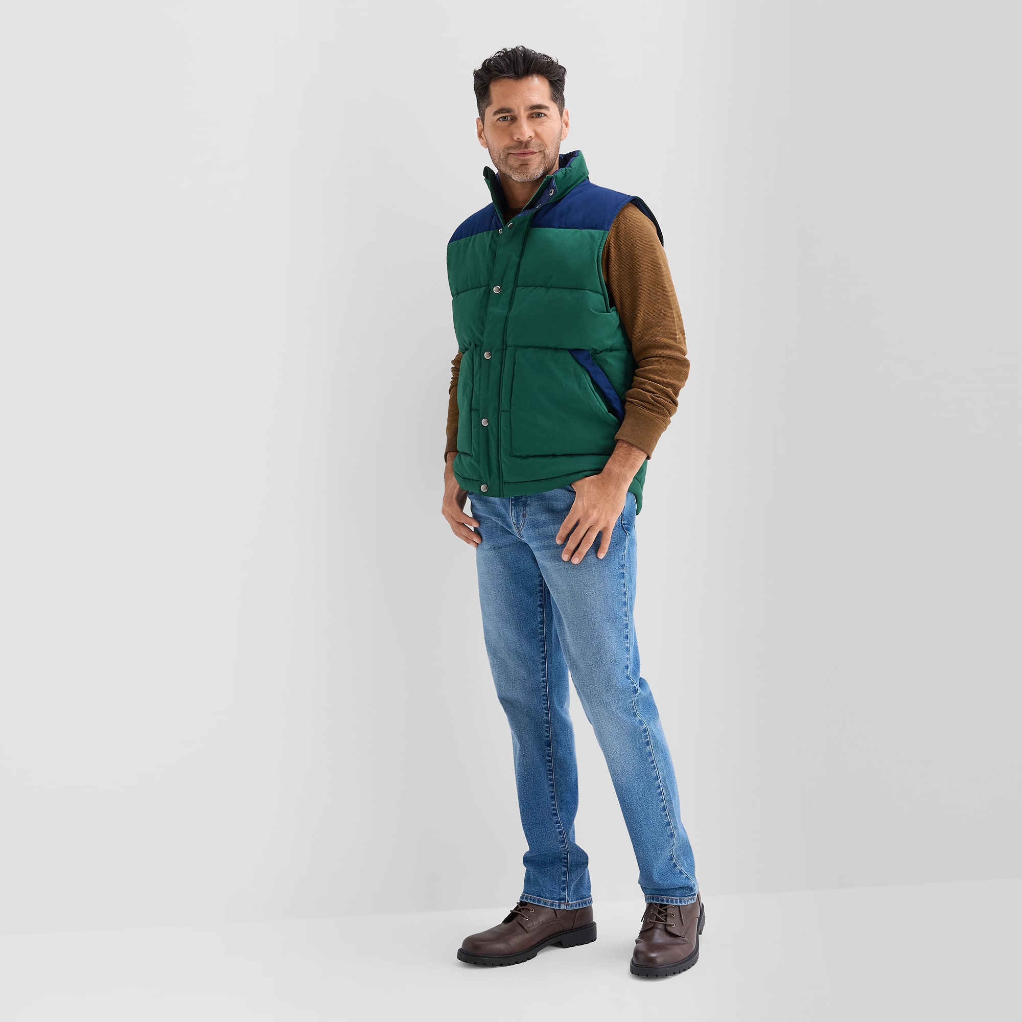 St. John's Bay Quilted Cargo Colorblock Mens Heavyweight Puffer Vest